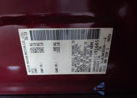 2018 Nissan Maxima 3.5 Sv from USA, damaged, VIN 1N4AA6AP1JC391665